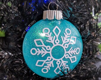 Blue Snowflake Glitter Christmas Ornament for Christmas Holiday Tree