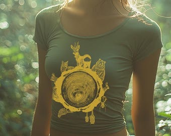 Animals of the Forest - Dames Biologisch Shirt - fairtrade biologisch shirt voor uw duurzame damesmode