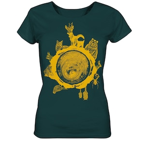 Graphic Ladies T-shirt animals of the forest forest animals organic cotton fairtrade graphic Tee organic expedition - Ladies Organic Shirt