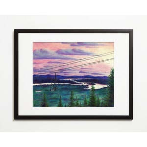 McCauley Berg Kunstdruck, Wand-Dekor, Landschaft Wandkunst, Poster, Ski-Kunst, Wald Druck, Wohnkultur, Berg-Wand-Kunst, Sessellift Druck