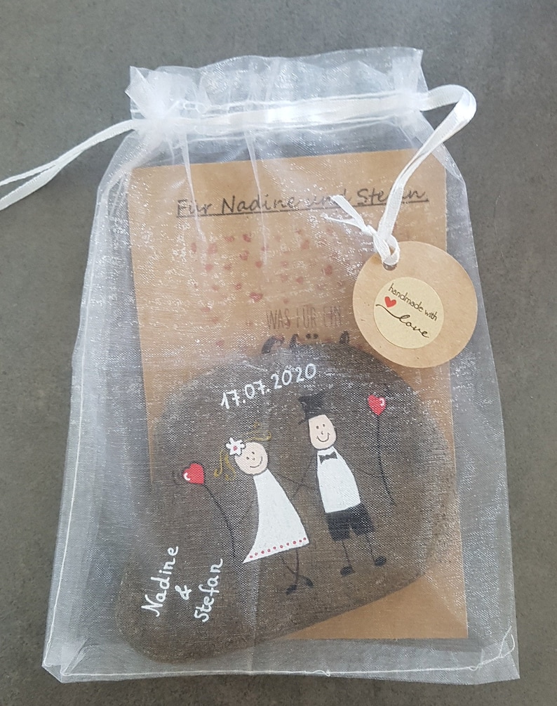 Hochzeit Naturstein handbemalt Geschenk, Geldgeschenk, individualisierbar Bild 3