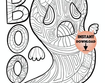 Ghost Coloring Page Etsy