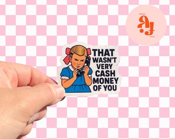 Cash Money Meme Sticker: Funny Retro Girl Vinyl Decal