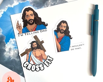 Holy Trinity Sticker Pack - Witty Jesus Stickers, Religious Humor Decals, Christian Gifts, 3-Piece Set