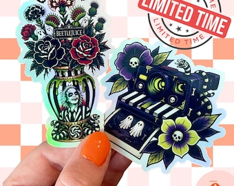 Beetlejuice Inspired Holographic Stickers
