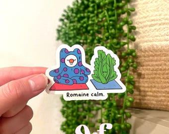 Romaine Calm Yoga Sticker: Funny Lettuce Meditation Pun