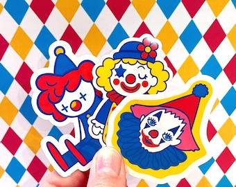 Retro Circus Clown Sticker Pack: Waterproof Vinyl Decals