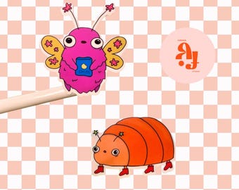 Whimsical Bug Stickers: Dazed & Amazed Laptop Decals