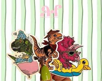 Dinosaur Sticker Collection: Hand-Drawn Vinyl Decals
