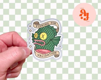 Fishing for Validation Sticker: Retro Tattoo Style