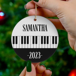 Personalized Piano Player Ornament, Pianist Christmas Ornament, Custom Name Keyboard Ornament, Piano Teacher Gift