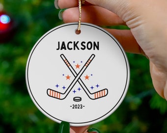 Personalized Hockey Ornament, Hockey Player Christmas Ornament, Custom Hockey Player Ornament
