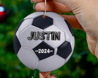 Soccer Ornament Personalized, Soccer Player Christmas Ornament, Custom Soccer Ball Ornament, Soccer Keepsake