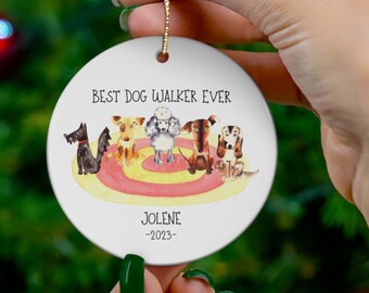 Personalized Best Dog Walker Ever Christmas Ornament, Custom Dog Walker Ornament, Pet Sitter Gift, Gift For Dog Walker