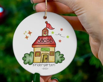 Custom Kindergarten Ornament, Pre-school Ornament, First Year Of School Gifts, Custom Name Kids Ornament