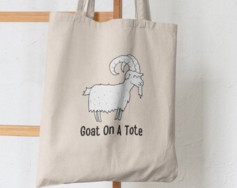 Ziege auf einer Tasche Canvas Tasche, Ästhetische Tasche, Wildblumen Tasche, Umweltfreundliche Tasche, Trendige Tasche, Urban Tasche, Grafiktasche
