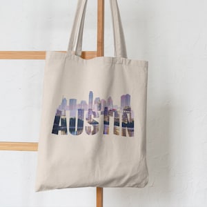 Austin Texas Canvas Tote Bag, Austin Tote, City Of Austin Bag, Graphic Tote, Trendy Tote, Tote Bag Aesthetic