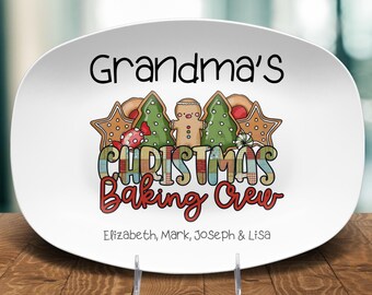 Assiette personnalisée de l'équipe de pâtisserie de grand-mère, Noël, assiette personnalisée avec le nom de petits-enfants, cadeau pour grand-mère, grand-père