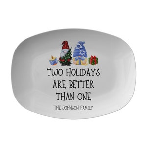 Personalized Chrismukkah Platter, Jewish Christian Gifts, Interfaith Family Holiday Plate