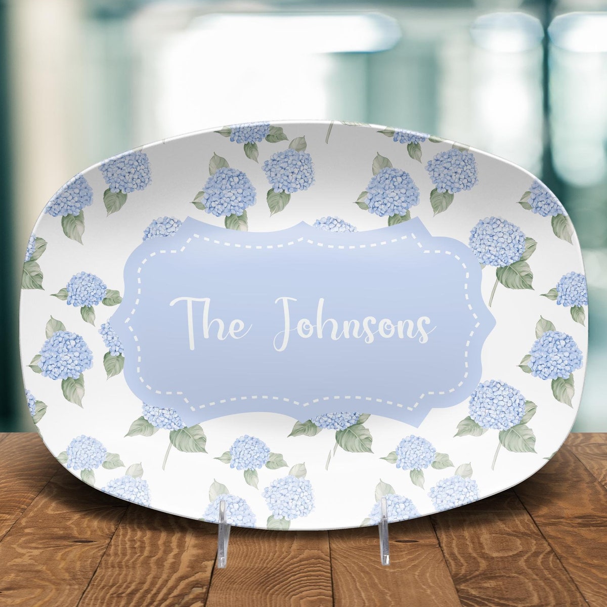Hydrangea Platter, Personalized Name Platter, Wedding Engagement Gift, Hostess Gift - Etsy