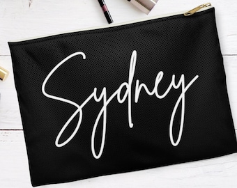 Personalized Cosmetic Bag, Carryall Travel Accessory Pouch, Custom Makeup Bag, Pill Pouch, Small Gift for Her, Wedding Day, Bridal P
