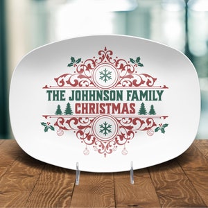 Personalized Christmas Holiday Platter, Custom Christmas Dish, Country Tree Platter, Hostess Gift For Christmas