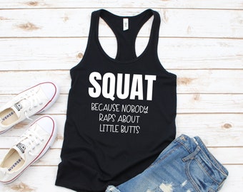 Camisetas de tirantes para entrenamiento para mujeres, camiseta de tirantes Squat Because Nobody Raps, camiseta de entrenamiento para mujeres, camiseta de tirantes divertida para entrenamiento, camiseta de tirantes bonita para entrenamiento