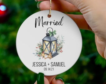 Personalized Couples Ornament, Our First Christmas, Mr. and Mrs. Est., Custom Wedding Ornament, First Christmas Together