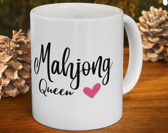 Mahjong Queen Mug, Mahjong Player Gifts, Funny Mahjong Gift, Mahjong Player White Ceramic Mug 11oz