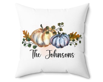 Gepersonaliseerde herfstkussensloop, Thanksgiving-kussensloop, aquarel pompoenkussen, Thanksgiving-decor, herfstdecor,