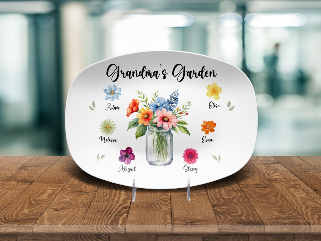Grandma’s Heart Is A Garden Of Love - Family Personalized Custom Platter - Gift For Mom, Grandma