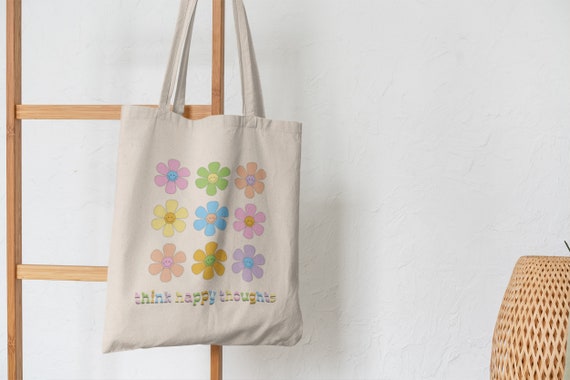 Personalized Canvas Zip Tote Bag - Happy Thoughts Gifts