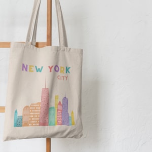 New York City Canvas Tote Bag, NYC, New York Bag, Trendy Tote, Aesthetic Tote, Eco Bag