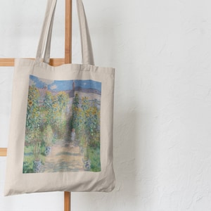 Monet, The Artists Garden Canvas Tote Bag, Famous Vintage Art Print, Trendy Tote, Aesthetic Impressionist, Eco Friendly Bag