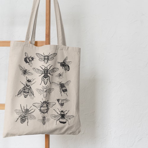 Bee Canvas Tote Bag Reusable Shopping Bag Canvas Tote Bag | Etsy