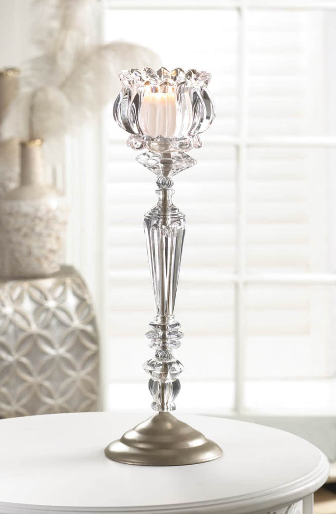 Crystal Flower Candle Stand Etsy