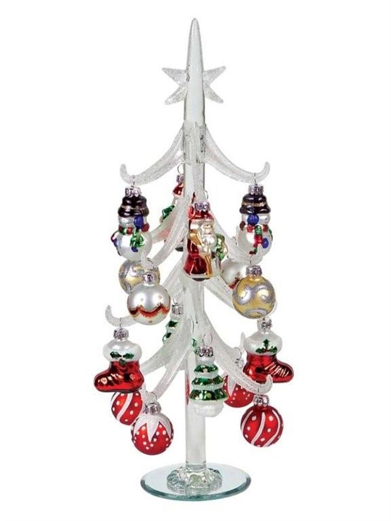 Artificial Glass Christmas Table Top Tree with Ornaments Etsy