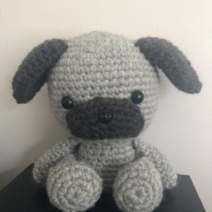 Handmade Crochet Pug – Adorable Dog Plush, Collectible Amigurumi, Gift for Pug Owners