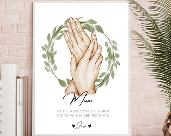 Mother and daughter print, gift for mum, mum present, mum hand print, personalised mum gift