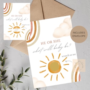Carte à gratter révélatrice du sexe, carte bohème, révélation de bébé, fille ou garçon, nouveau-né, sexe de bébé, carte à gratter surprise