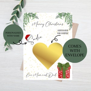 Carte à gratter de Noël surprise personnalisée, cadeau à gratter de Noël, révélation cadeau, cadeau surprise
