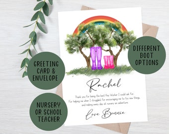 Personalised Key worker card, Nursery teacher card, School teacher card, thank you card