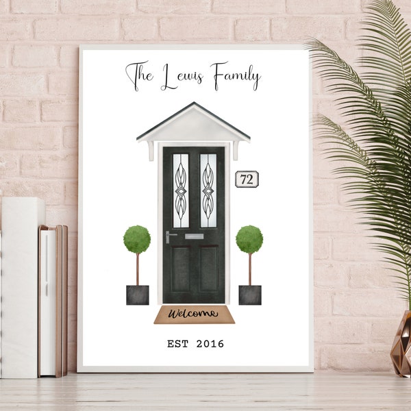 Personalised front door print, custom door card, new home card, our first home print