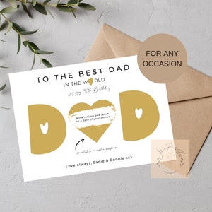 Carte à gratter surprise personnalisée pour papa, anniversaire à gratter, cadeau fête des pères, cadeau d'anniversaire surprise, carte à gratter pour révéler