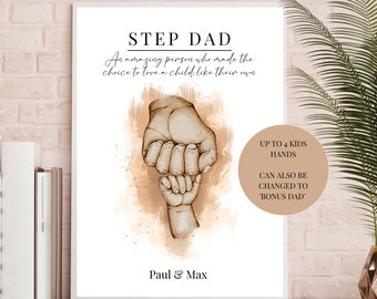 Personalised step dad print, bonus dad, step parent, stepdad gift