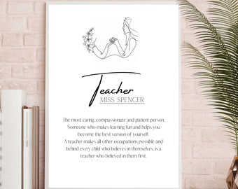 Personalised teacher thank you gift, nursery teacher, teaching assistant, school leaving gift, end of term gift