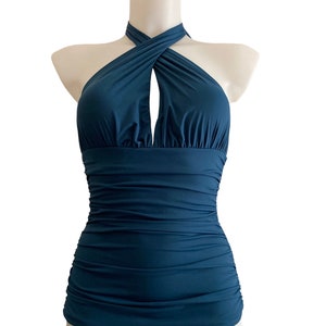 Vintage 1940s 1950s Style Petrol Green “Grace” One Piece Swimsuit - size XS,S,M,L