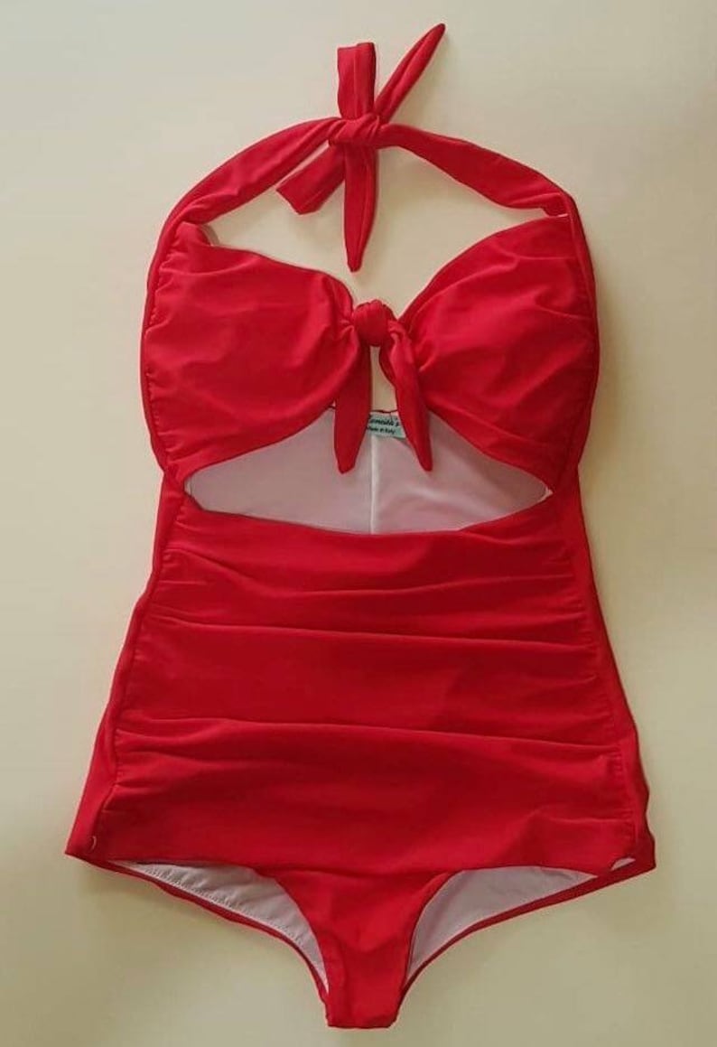 Vintage 1940s 1950s Style Red anita One Piece Swimsuit - Etsy