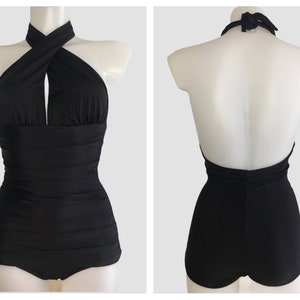 Vintage 1940s 1950s Style Black “Grace” One Piece Swimsuit - size XS,S,M,L