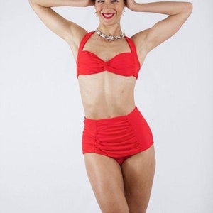 Vintage 1940s 1950s Style Red“Vittoria” Bikini Swimsuit - size XS,S,M,L